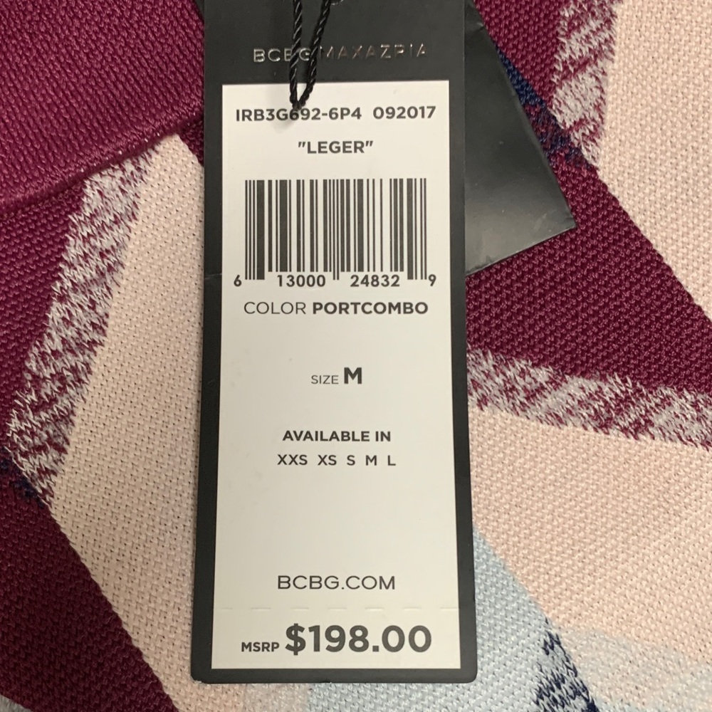 BCBGMaxAzria Chevron Pencil Skirt in Burgundy, Navy & Light Blue - Picture 4 of 4